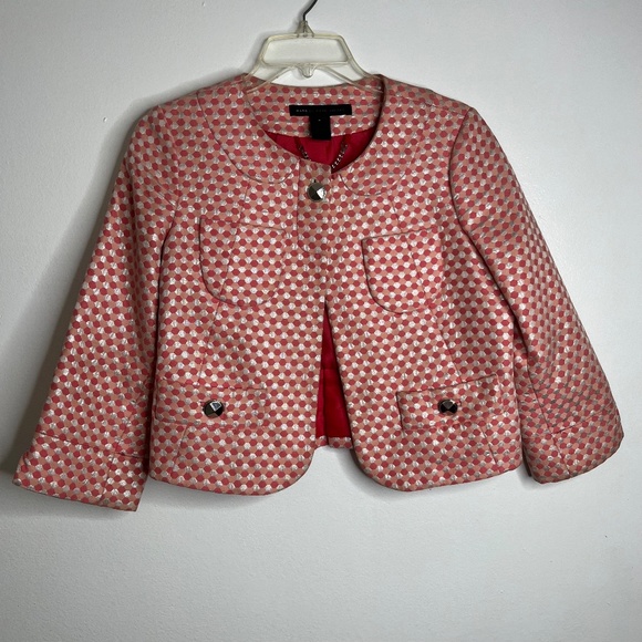 Marc By Marc Jacobs Jackets & Blazers - Marc by Marc Jacobs Womens Coral Hexagon Cotton Silk Pink/ Peach Blazer Sz 6